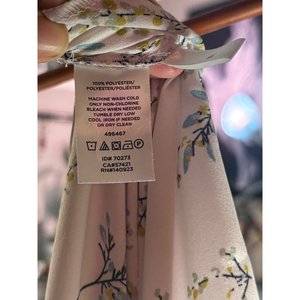 LOFT Blouse Womens MP White Floral Button Down Long Sleeve Petite Cottagecore - Picture 5 of 11
